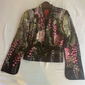 JS Collections Black Floral Blazer